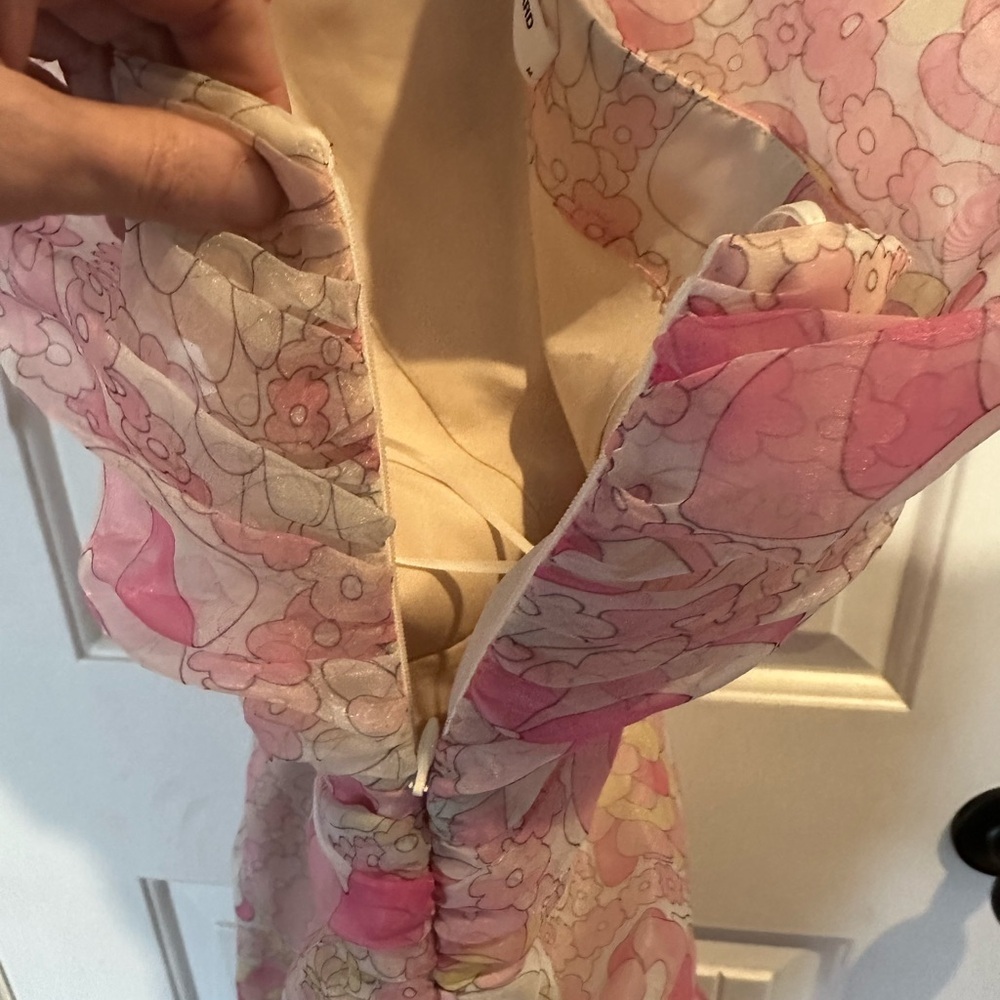 Revolve Amanda Uprichard Pink Floral One-Shoulder Dress - Picture 6 of 8
